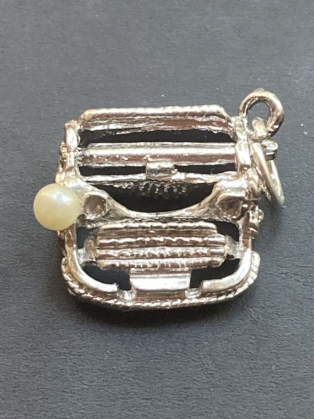 Vintage sterling silver typewriter charm signed Forstner